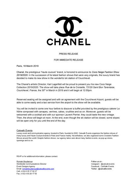 chanel press release|chanel financial statements.